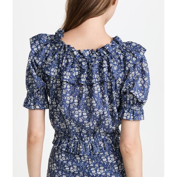 The Vampire’s Wife The Mob Blouse Floral Off The Shoulder Capel Linen Ruffle Top - Picture 2 of 13